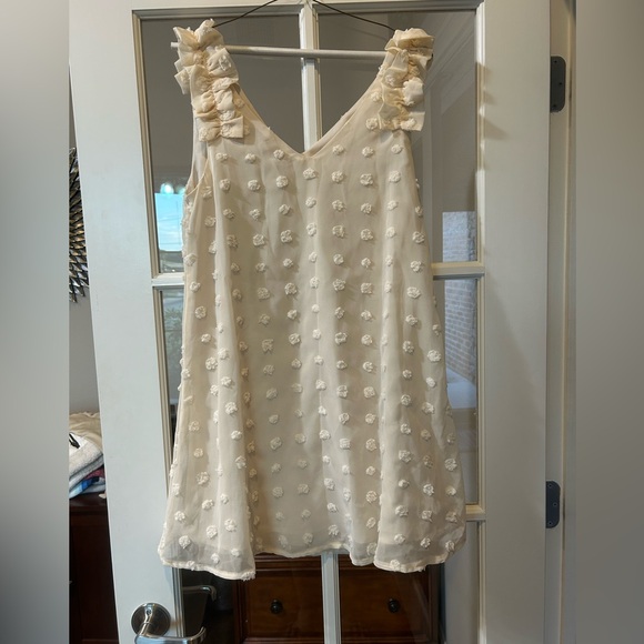 ePretty Cream Mini Dress with Floral Accents - Picture 1 of 6